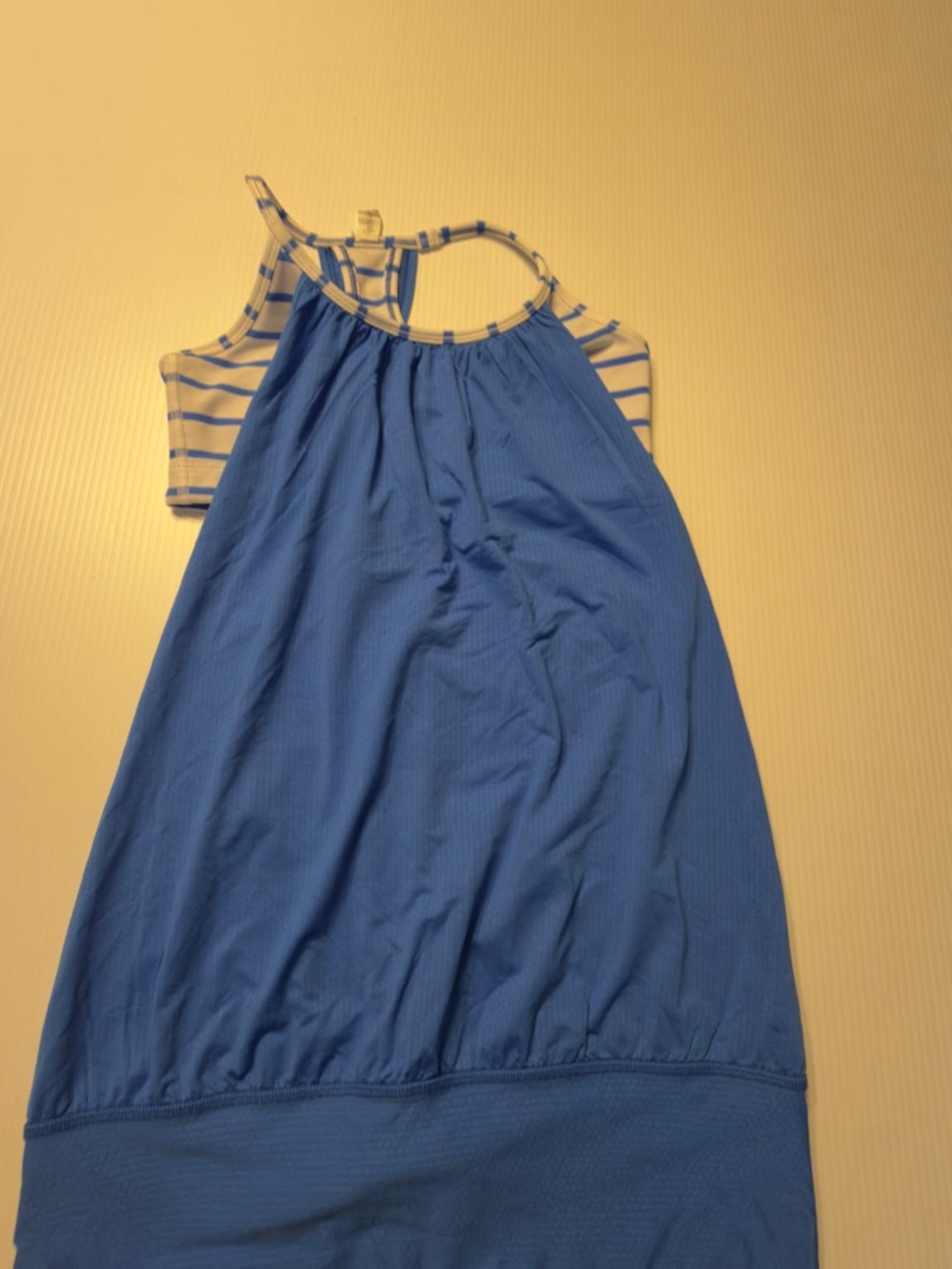 lululemon athletica Blue and White Striped Racerback Sports Bra